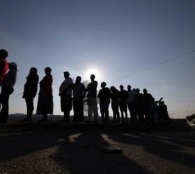 Voters queue to cast their ballots in Johannesburg's Alexandra township