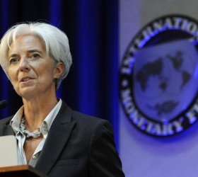 Lagarde delivers remarks at a Banque de France panel on financial stability review during the semi-annual meetings of the IMF and the World Bank in Washington