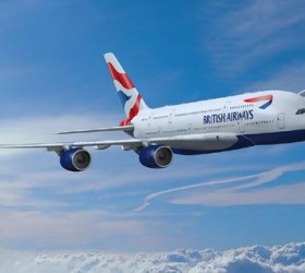 A mock-up of the British Airways Airbus A380.