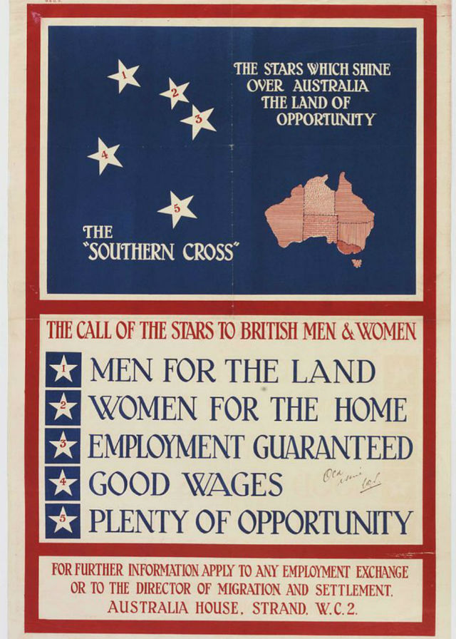 Αφίσα πρόσκληση προς τους μετανάστες, του 1928 