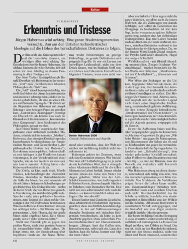 Το δημοσίευμα του περιοδικού "Spiegel", το οποίο χαρακτήρισε τον Χάμπερμας "παγκόσμια δύναμη"